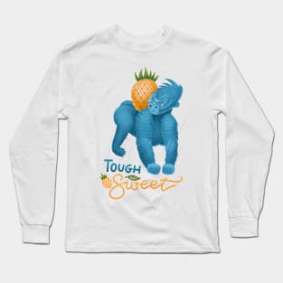 Cartoon gorilla with pineapple fruit Long Sleeve T-Shirt